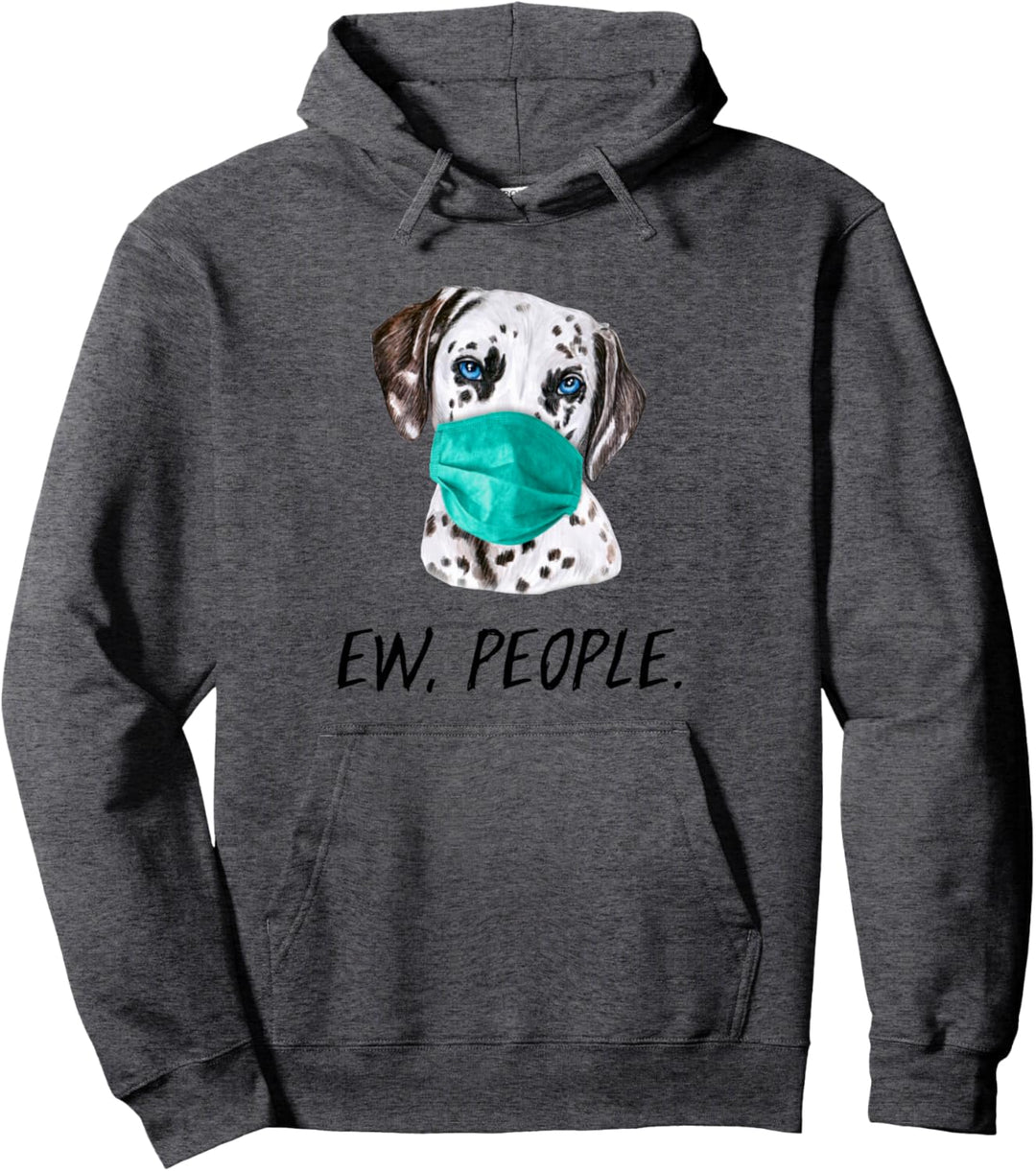 DALMATINER mit Gesichtsmaske Mundschutz Hund EW PEOPLE Pullover Hoodie