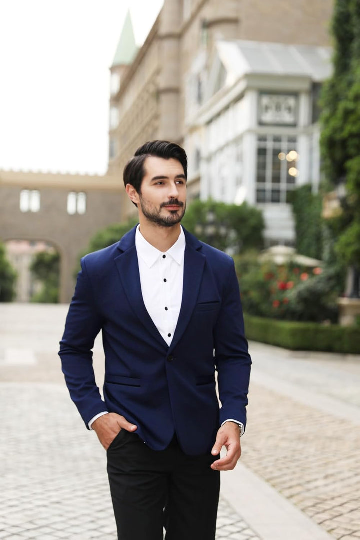 Herren Anzug Stretch 2 Teilig Herrenanzug Slim Fit Business Hochzeitsanzug 1 Knopf für Männer, Dunke