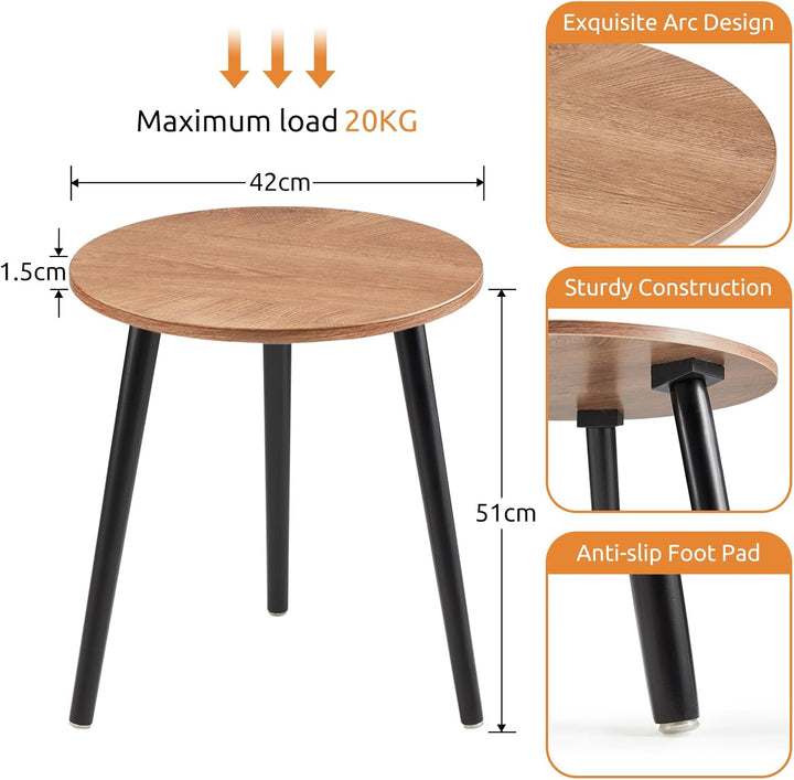 APICIZON Beistelltisch Rund Holz Couchtisch klein Wohnzimmer Schlafzimmer Tisch Beistelltische,mit B
