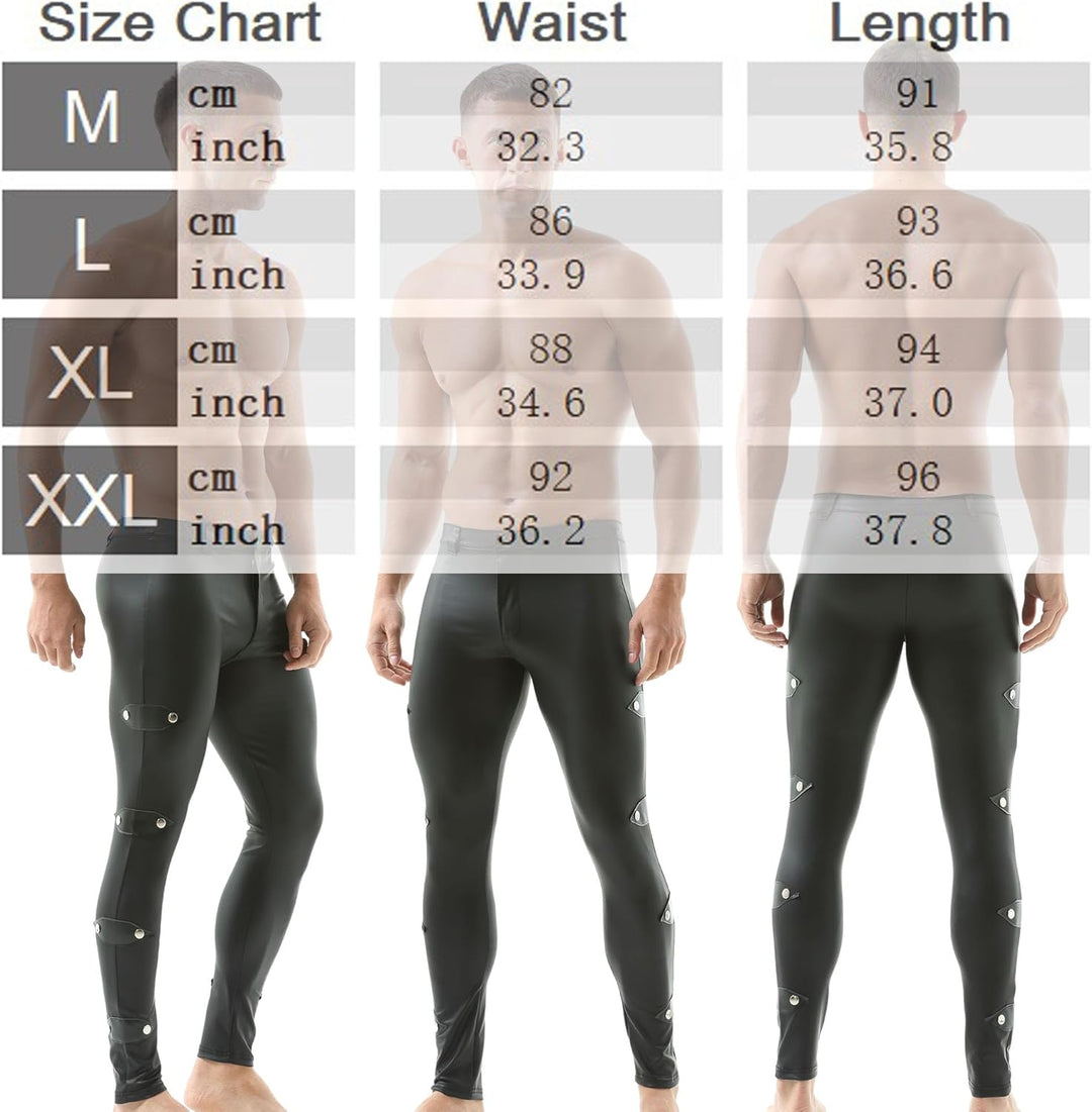 QiaTi Männer Faux Leder Hosen Leggings Reissverschluss Strumpfhose Lackiertes Leder Schwarze Hosen e
