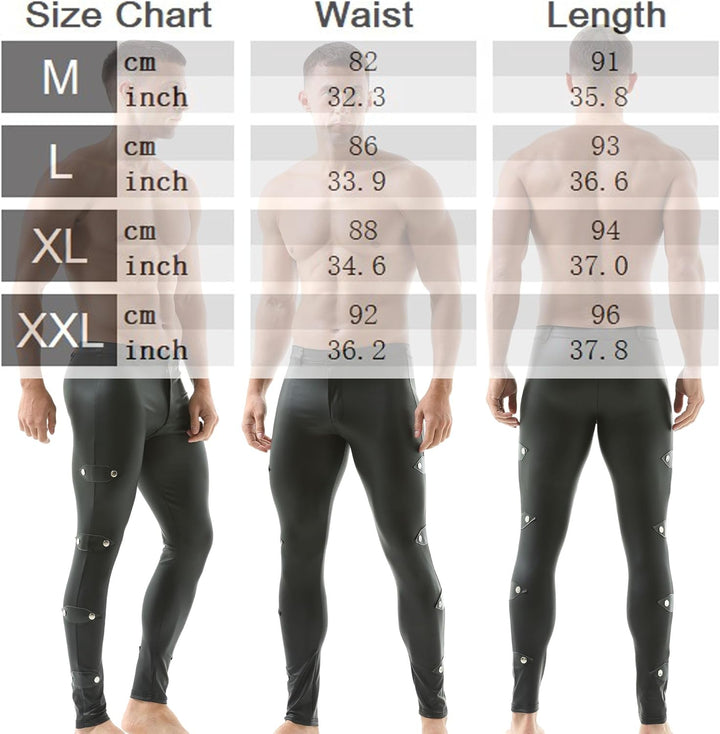 QiaTi Männer Faux Leder Hosen Leggings Reissverschluss Strumpfhose Lackiertes Leder Schwarze Hosen e