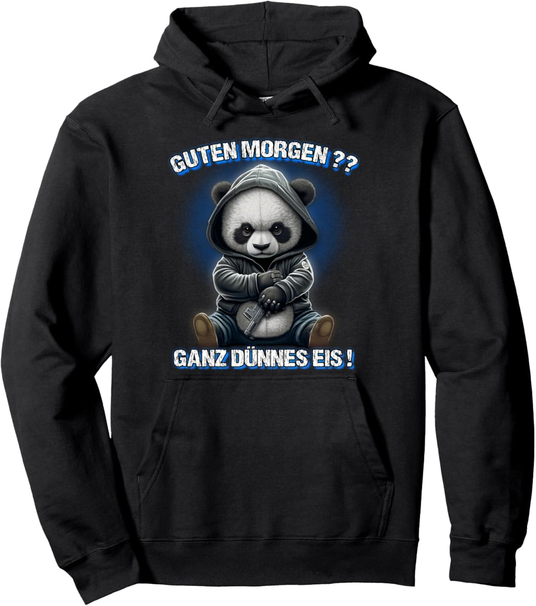 Guten Morgen? Ganz Dünnes Eis! Lustiges Panda Kaffee Pullover Hoodie