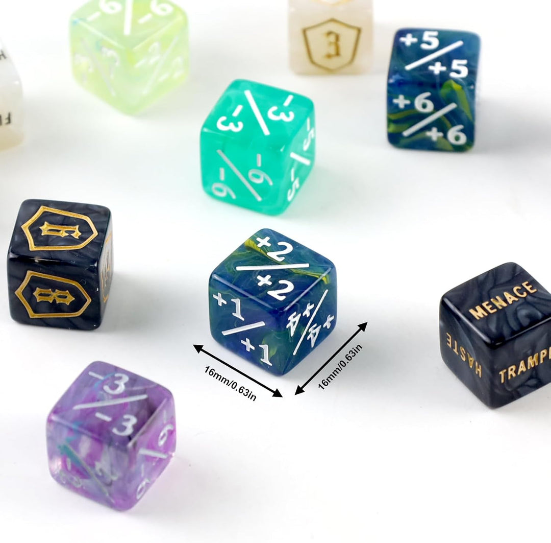 80 Stück MTG Würfelzähler Set, D6 D20 Dice, MTG-Commander Würfel-Set | AbilityKeyword Zähler, Schild