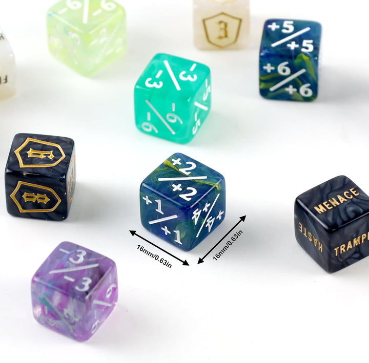 80 Stück MTG Würfelzähler Set, D6 D20 Dice, MTG-Commander Würfel-Set | AbilityKeyword Zähler, Schild