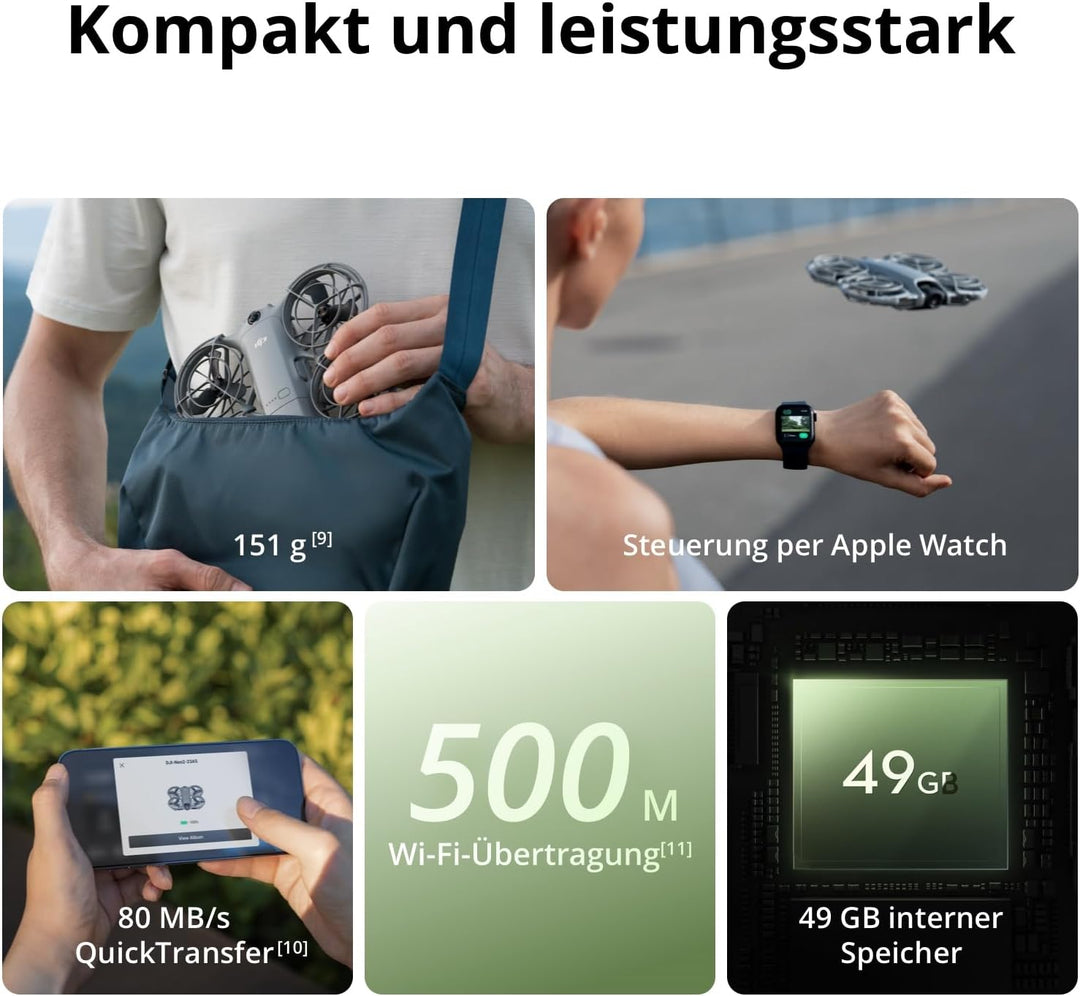 DJI Neo 2 Fly More Combo (nur Drohne), Start und Landung auf der Handfläche, Gestensteuerung, Active