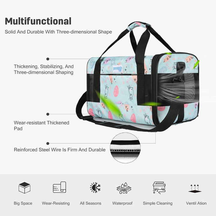 PETCUTE Transporttasche für Katzen und Hunde,Faltbar Hundetransportbox Katzentransportbox mit Schult