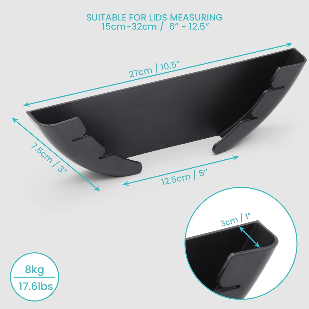 BELLE VOUS 3er Pack Topfdeckelhalter Wand Set aus Kunststoff - Passend für 15-32 cm Grosse Pfannende