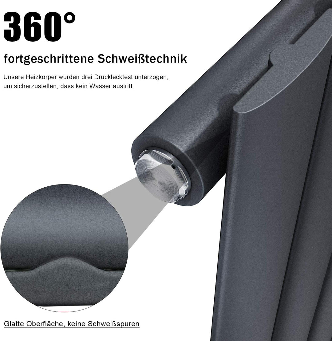 ELEGANT Design Heizkörper Horizontal mit Anthrazit Multiblock 630x616mm Einlagig Anthrazit Badezimme