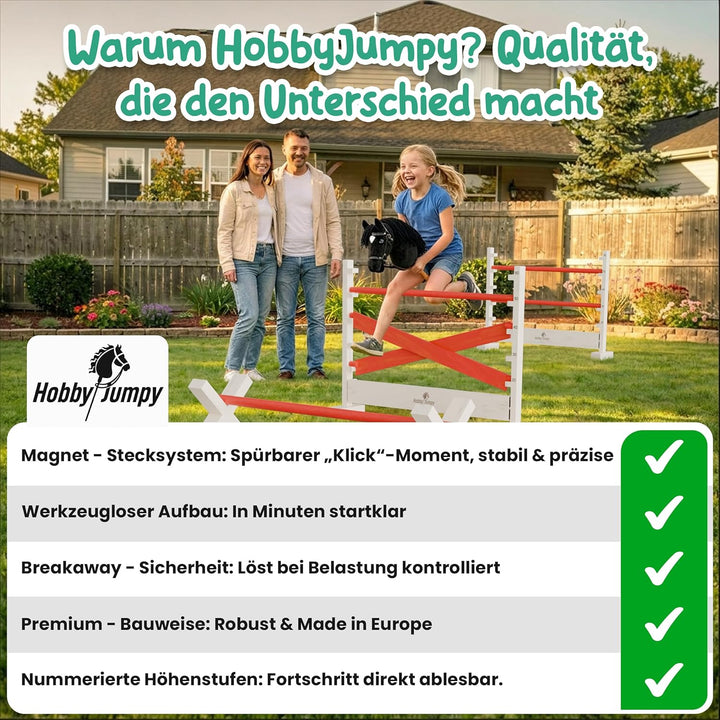 Hobby Horse Hindernisse Set höhenverstellbar – Magnet-Stecksystem massives Holz/Hobby Horsing/Hürden