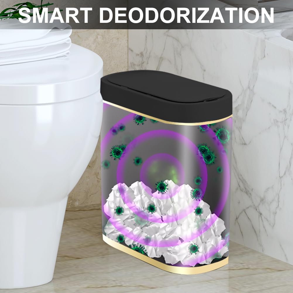 Schwarz 8L Automatischer Mülleimer Elektrisch mit Sensor - Badezimmer Mülleimer, Mülleimer Küche, Ge