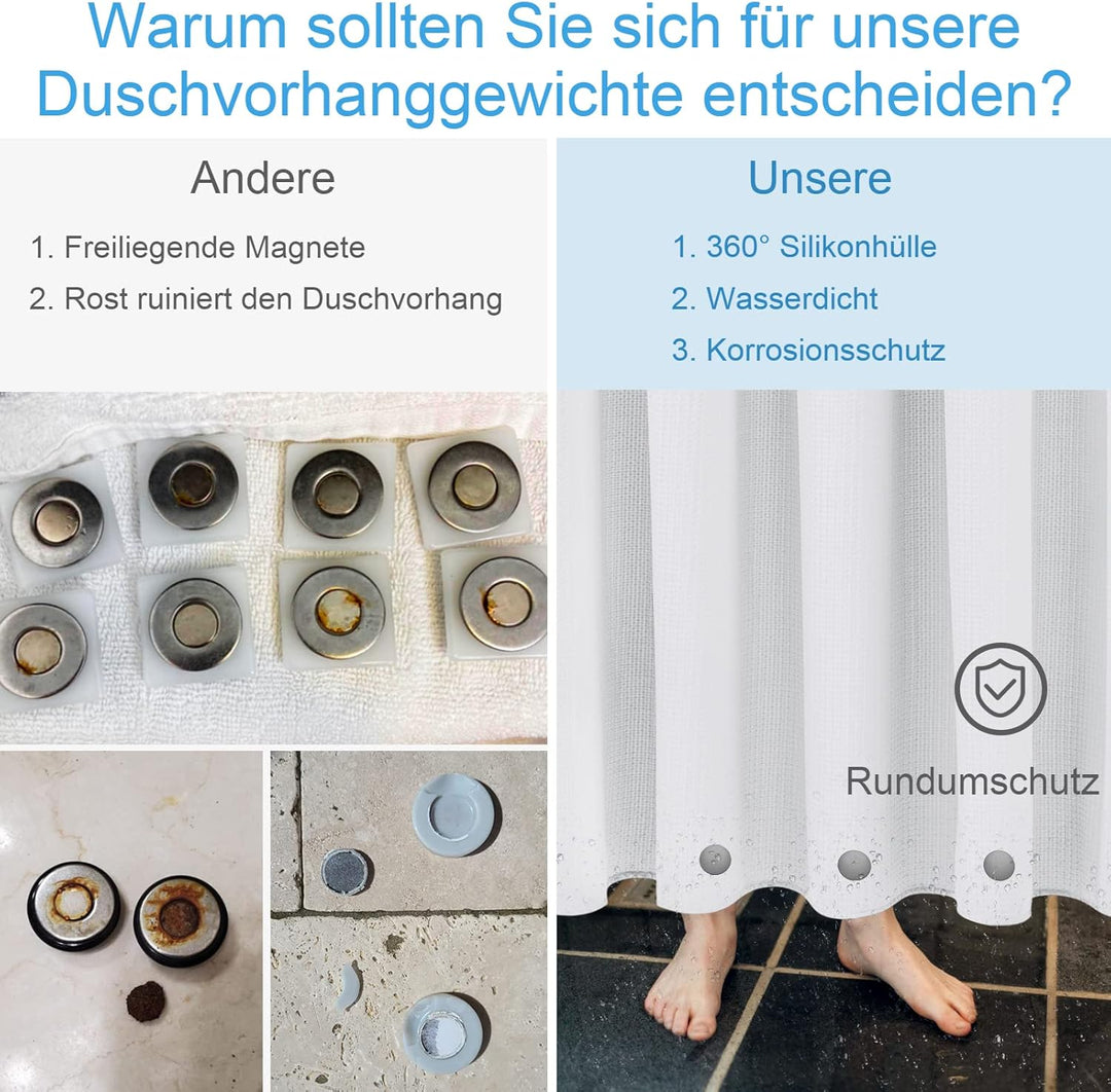 VANZAVANZU Duschvorhang Gewichte, Niemals Rost Duschvorhang Magnete, Silikonbeschichtete Magnete Tis