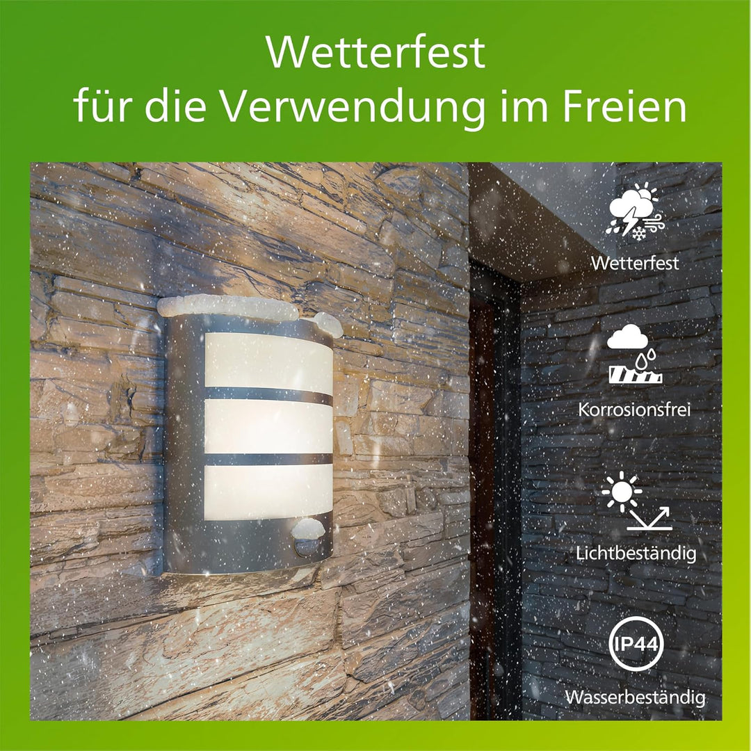 Philips myGarden LED Python Wandaussenleuchte mit Bewegungsmelder, 6W, Edelstahl, mit Bewegungsmelde