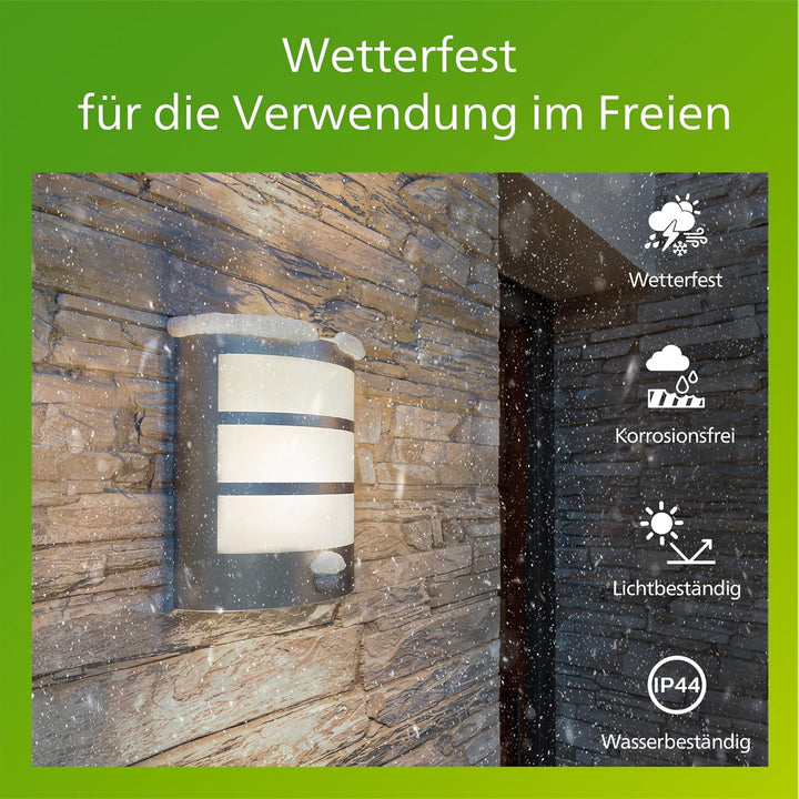 Philips myGarden LED Python Wandaussenleuchte mit Bewegungsmelder, 6W, Edelstahl, mit Bewegungsmelde