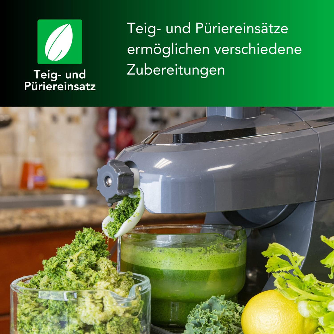 Tribest Greenstar Pro Entsafter Slow Juicer (Grau) – 200W Saftpresse elektrisch mit Keramikschnecke
