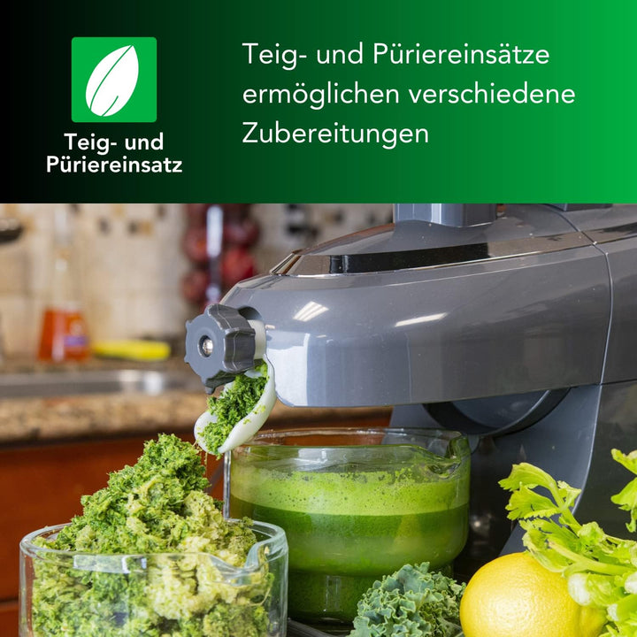 Tribest Greenstar Pro Entsafter Slow Juicer (Grau) – 200W Saftpresse elektrisch mit Keramikschnecke
