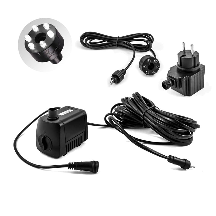 CLGarden Springbrunnen Pumpe SP1 Springbrunnenpumpe 12V mit 1x LED Ring Beleuchtung