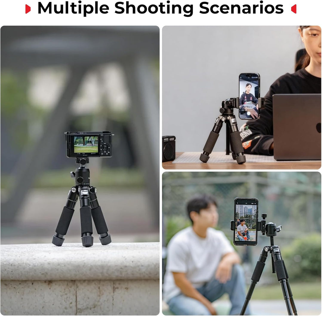 SMALLRIG VT-20Pro 21,2"/53,8 cm Mini-Stativ für Kamera und Telefon, Kleines Tischstativ aus Aluminiu