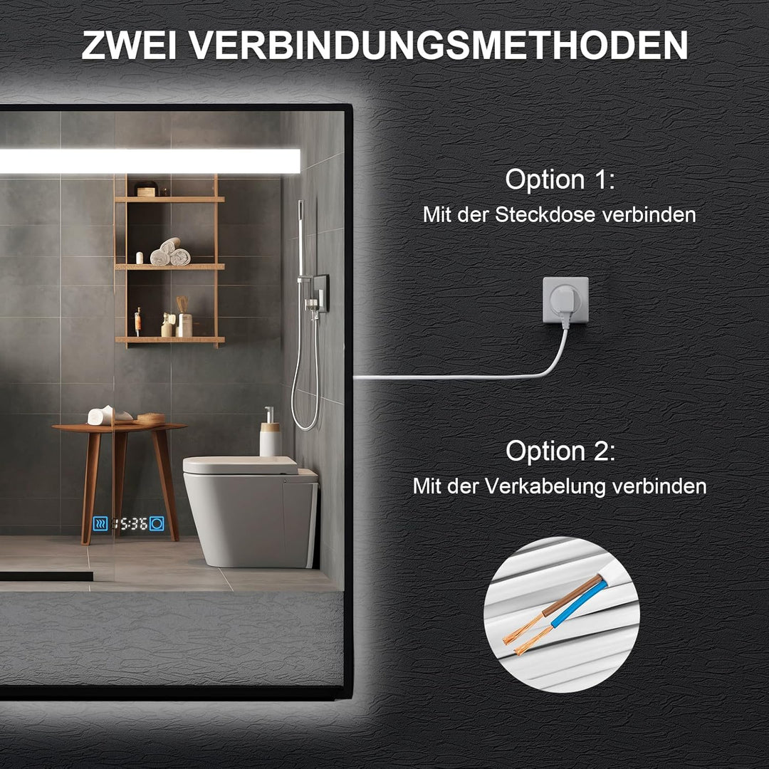 YU YUSING Badspiegel Badezimmerspiegel mit Beleuchtung mit Abnehmbarer Ablage 60x80cm, Wandspiegel L