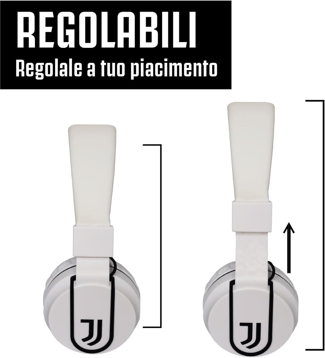 TECHMADE Juventus On-Ear-Kopfhörer mit Mikrofon und AUX-Kabel – zusammenklappbares Design Weiss/Schw