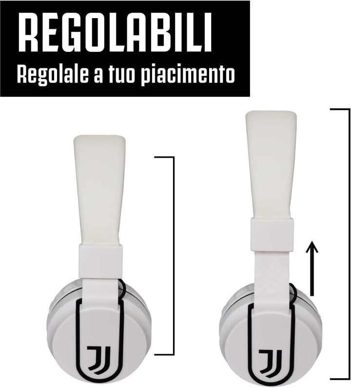 TECHMADE Juventus On-Ear-Kopfhörer mit Mikrofon und AUX-Kabel – zusammenklappbares Design Weiss/Schw