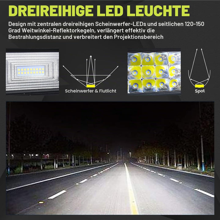 Willpower 42 Zoll 107CM 540W Led Arbeitsscheinwerfer Bar Gebogen + Magnet Halterungen + Kabelbaum Le