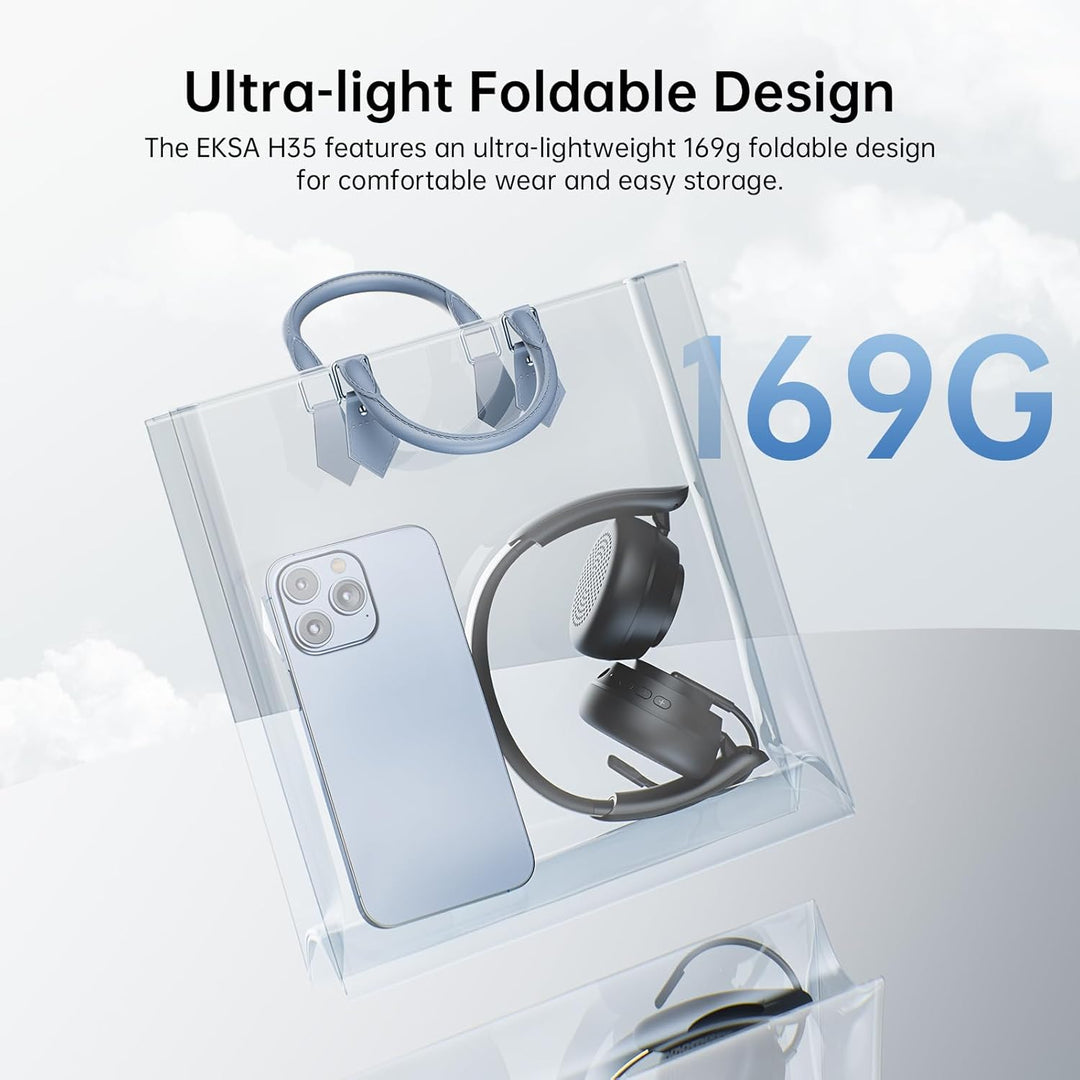 EKSA H35 Bluetooth Headset, Wireless Headset mit Mikrofon, [25 Stdn Spielzeit & 169g Ultraleichtes]