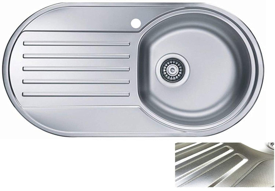 VBChome: Einbauspüle mit Hahnloch 832x437 mm Camping Küchenspüle - Leinenstruktur Alveus Form 30 Spü
