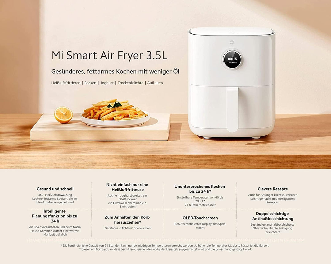 Xiaomi Mi Smart Air Fryer Heissluftfritteuse mit OLED Display & optionaler iOS/Android Mi Home App (