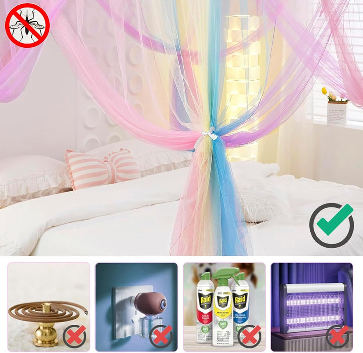 Forhome Betthimmel Mädchen, Regenbogen Baldachin Kinderzimmer, Hängendes Mückennetz Bett - Himmelbet