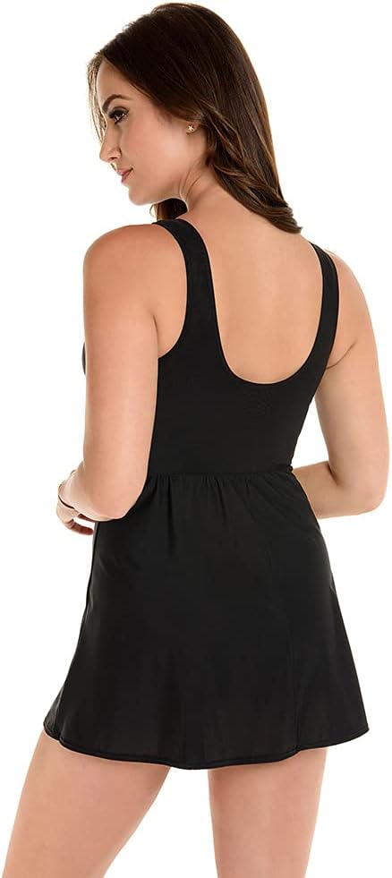 Miraclesuit Women's Swimwear DD-Cup Solid Marais Tummy Control V-Neckline Soft Cup Swimdress