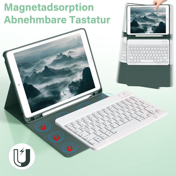 Tastatur Hülle für iPad 10.2 Zoll (9./8./7. Generation - 2021/2020/2019), Soft TPU Rückseite Gehäuse