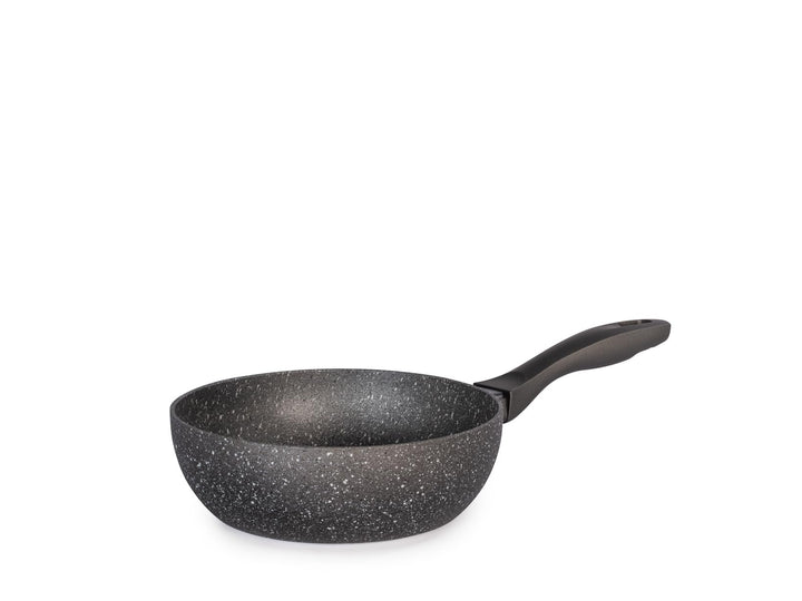 H&H Stone Grey Wok aus Aluminium mit Antihaftbeschichtung Stone, 20 cm, Induktion