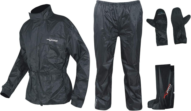 A-Pro Ganzkörper Wasserdicht Regenanzug Handschuhe Stiefel Motorradkombi Schwarz S S Schwarz, S Schw