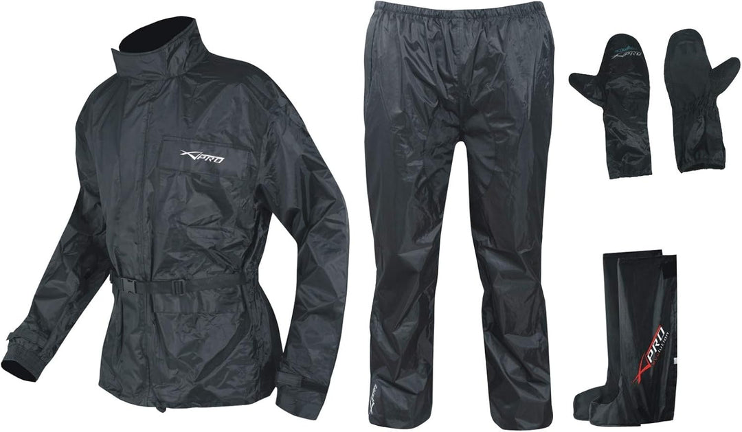 A-Pro Ganzkörper Wasserdicht Regenanzug Handschuhe Stiefel Motorradkombi Schwarz M M Schwarz, M Schw