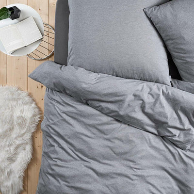 ESTELLA Mako Interlock Jersey Bettwäsche Uni Takoma grau, 160x210 cm + 65x100 cm Grau 160x210 cm + 6