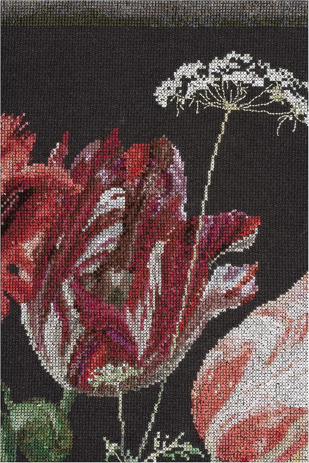Thea Gouverneur - Kreuzstich-Set - Stilllebn mit Blumen in einer Glasvase - 2 - Aida Schwarz - 14 Co