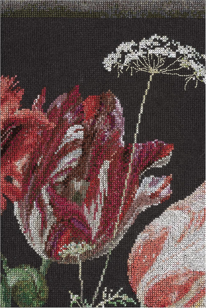 Thea Gouverneur - Kreuzstich-Set - Stilllebn mit Blumen in einer Glasvase - 2 - Aida Schwarz - 14 Co