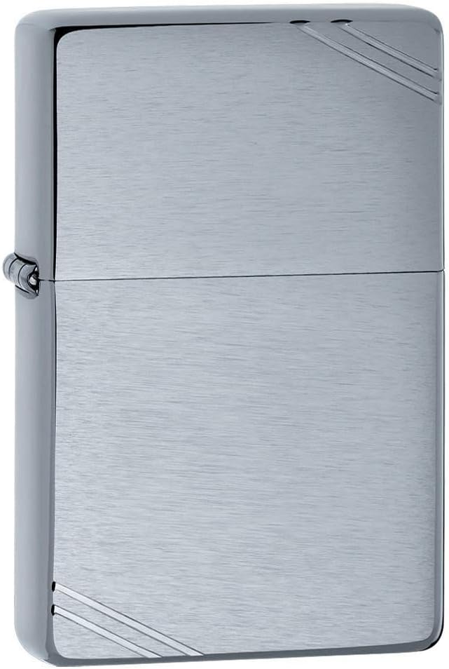 Zippo 230 60001167 Classic Vintage Brushed Chrome Feuerzeug, Messing, Brushed Chrome