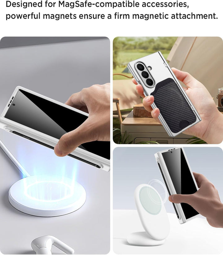 Miimall Magnetisch Hülle Kompatibel mit Samsung Galaxy Z Fold 7 Hülle mit S-Pen & Stifthalter, [Anti