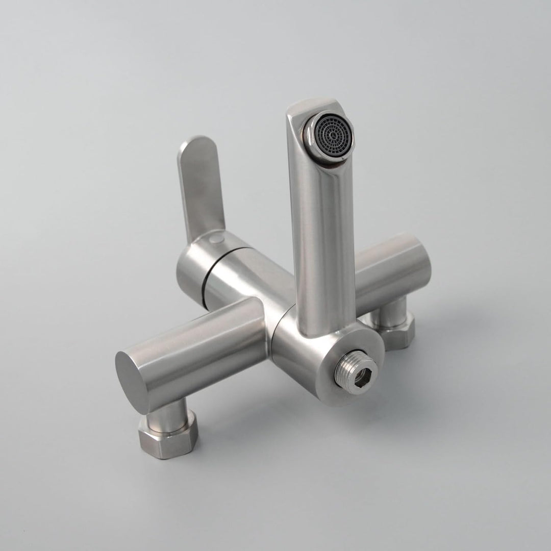 PHASAT Wandmontage Badewannenarmatur mit Handbrause Nickel Badewannenarmaturen mit 90 ° drehbarer Au