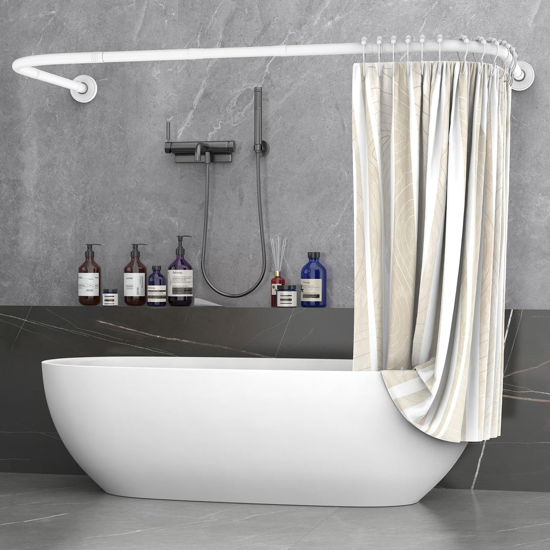 Misounda Duschvorhangstange U/L Form 75×(150-190)×75 cm - Duschstange für Duschvorhang Badewanne Eck