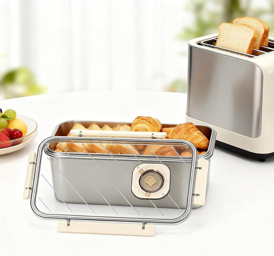 Brotkasten, Brotaufbewahrung Brotbox Küche für Frische, Brotkasten aus Edelstahl mit Zeitaufzeichnun