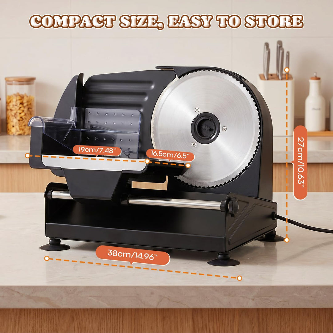 Moongiantgo Allesschneider Elektrisch Brotschneidemaschine mit 2x Abnehmbarer 7.3'' Edelstahlklinge,