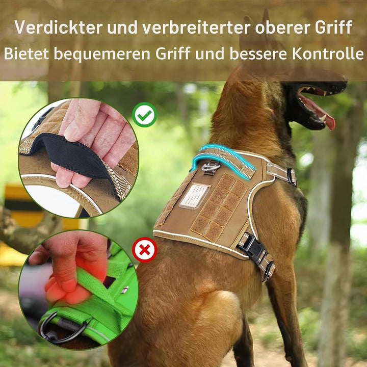 HEELE Hundegeschirr, Metall Taktisches Geschirr, Taktische Hundeweste, Service Hundegeschirr, MOLLE