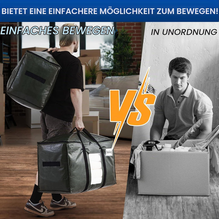 TAILI Umzugstasche extra gross,4 PCS grün Aufbewahrungstasche mit Griffe &amp; Deckel Sichtfenster Aufbe