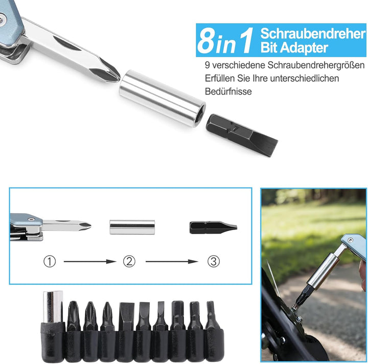 NexTool W2 Multitool, 8 in 1 Multi Tool Werkzeug mit verstellbarem Schraubenschlüssel, Multitool Zan