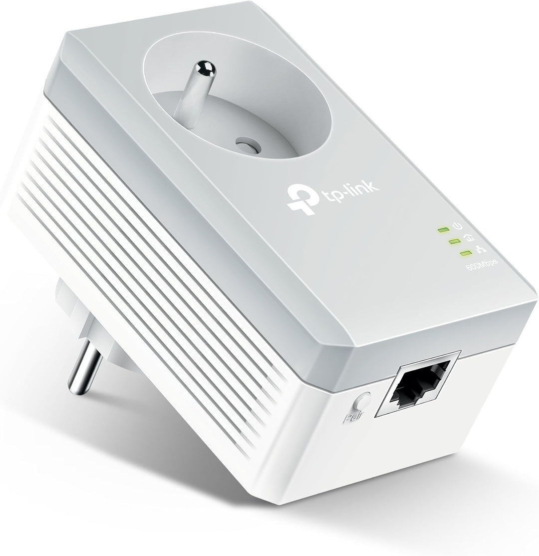 TP-Link CPL AV600 (600 Mbps), 1 Fast Ethernet-Port, integrierter Stecker (TL-PA4015P) single, franz.