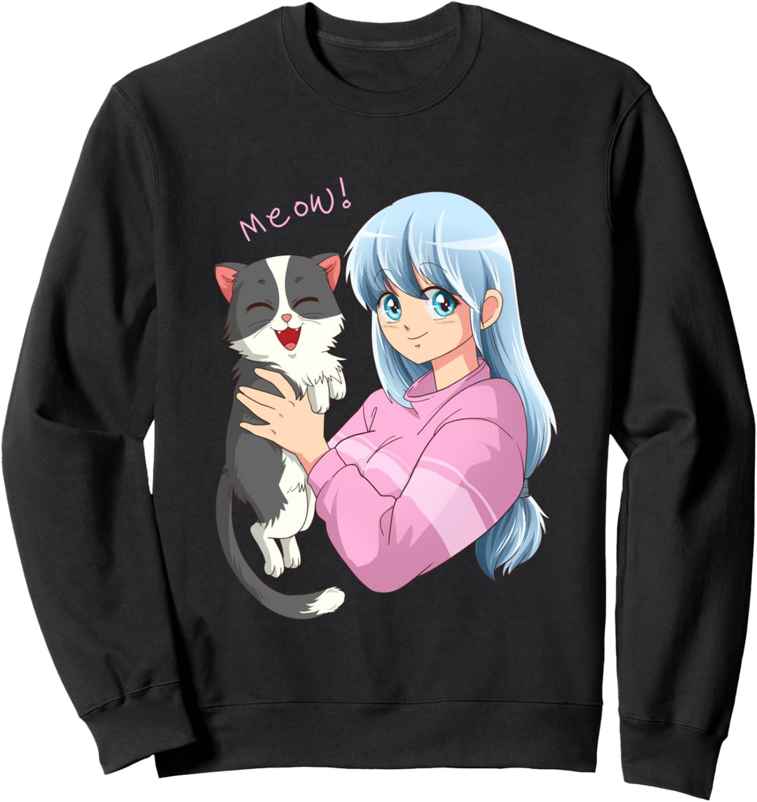 Anime Neko Katzen Mädchen I Pastell Kawaii Anime Girl Sweatshirt