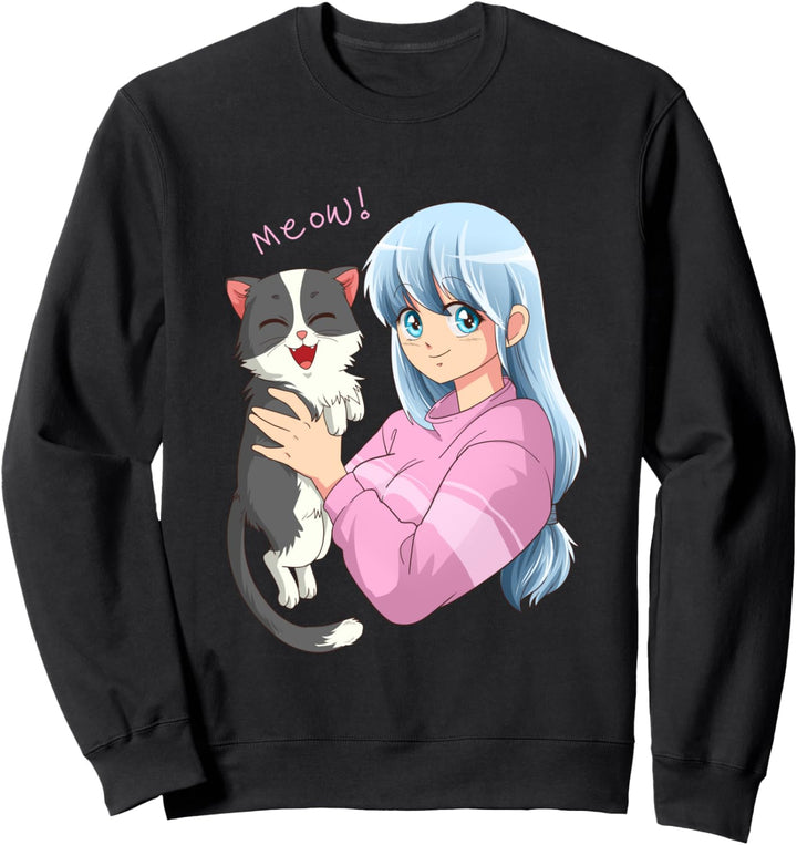 Anime Neko Katzen Mädchen I Pastell Kawaii Anime Girl Sweatshirt