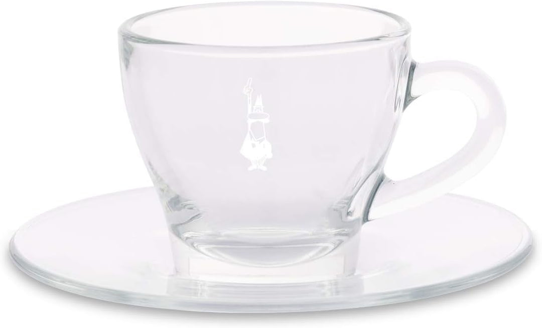 Bialetti Set 2 Glas Tazzine Espresso Istituzionali (con Piattino), Vetro, 2 unità, Durchsichtig 2 x